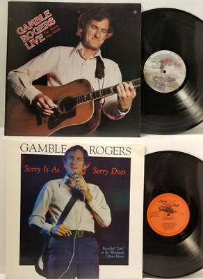 Lot of 2 GAMBLE ROGERS LPs Sorry Is As Sorry Does & Live - Play Tested  *R7