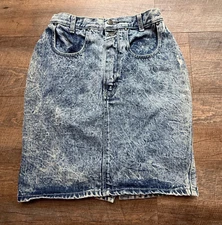 Vintage 80/90s Gitano Express Acid  Wash Denim Mini Skirt Size 9/10
