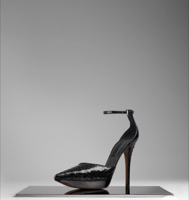 Burberry Black Python Snake Pointed Ankle Strap P… - image 1