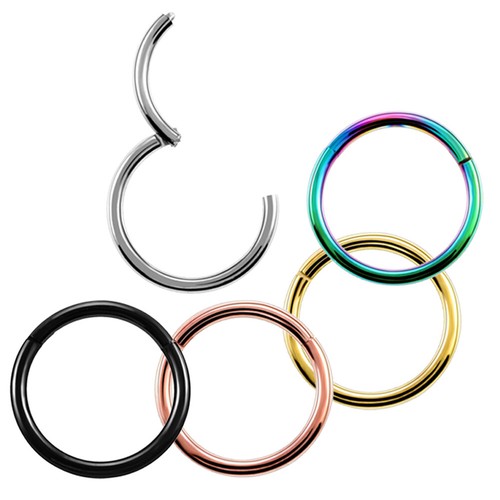 Titanium Hinged Segment Nose Hoop Ring Lip Ear Cartilage Tragus Helix Piercing// - Picture 6 of 18
