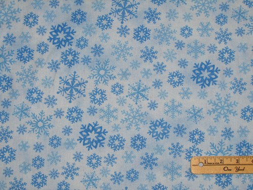 Blue ICE Snowflake Snow Christmas Winter Cotton Fabric 1/2 Yard #C6073 - Picture 2 of 3