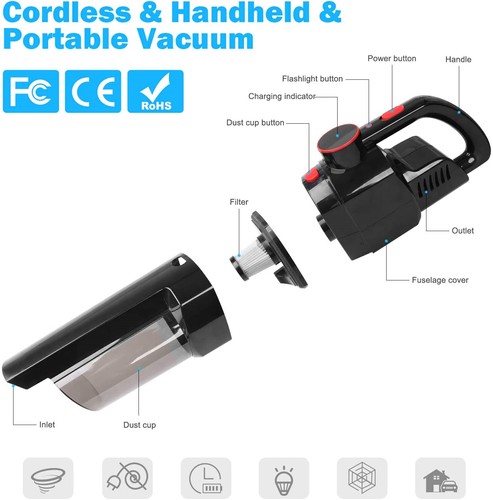 Handheld Vacuum, Cyclone Cordless Hand Vacuum Cleaner Powered by Li-ion Battery - Picture 9 of 9