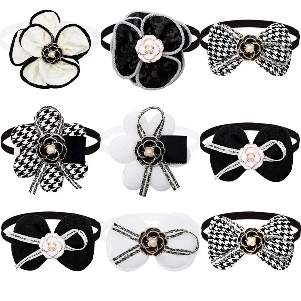 100Pcs Luxury Diamond Design Dog Bowtie Collar Festival Pet Grooming Supplies