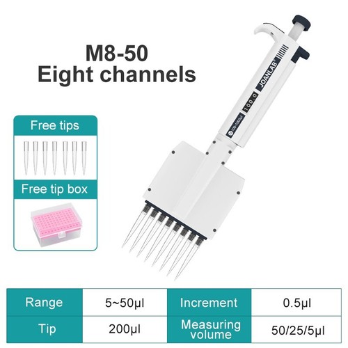 JOANLAB Lab Mehrkanalpipettierer Mikropipette M8-50 (5-50 ul) - Bild 2 von 11