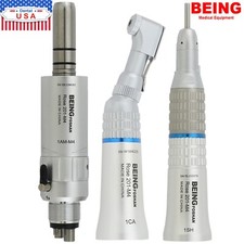 BEING Dental Low Speed Handpiece Kit 4H Air Motor Contra Angle Straight NoseCone