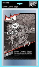 100 ULTRA PRO SILVER SIZE COMIC BOOK BAGS New Storage 7-1/4" x 10-1/2" Sleeves