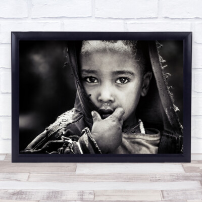 Portrait Afrika Kind Kinder Junge junge Augen Schwarzweißlicht Menschen Druck
