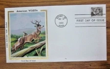 WHITE-TAILED DEER WILDLIFE 1981 COLORANO SILK  CACHET FDC VF UNADDRESSED