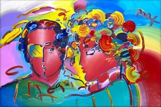 PETER MAX Zero (man) in Love Unique Original Painting Hand signed
