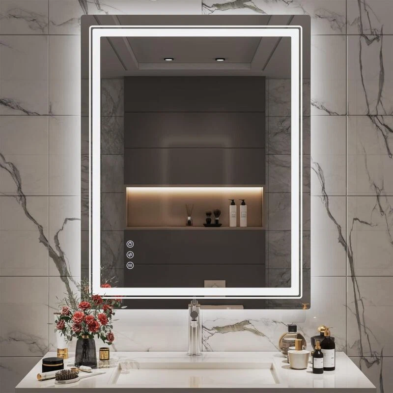 Lighted vanity 2024 mirror bathroom
