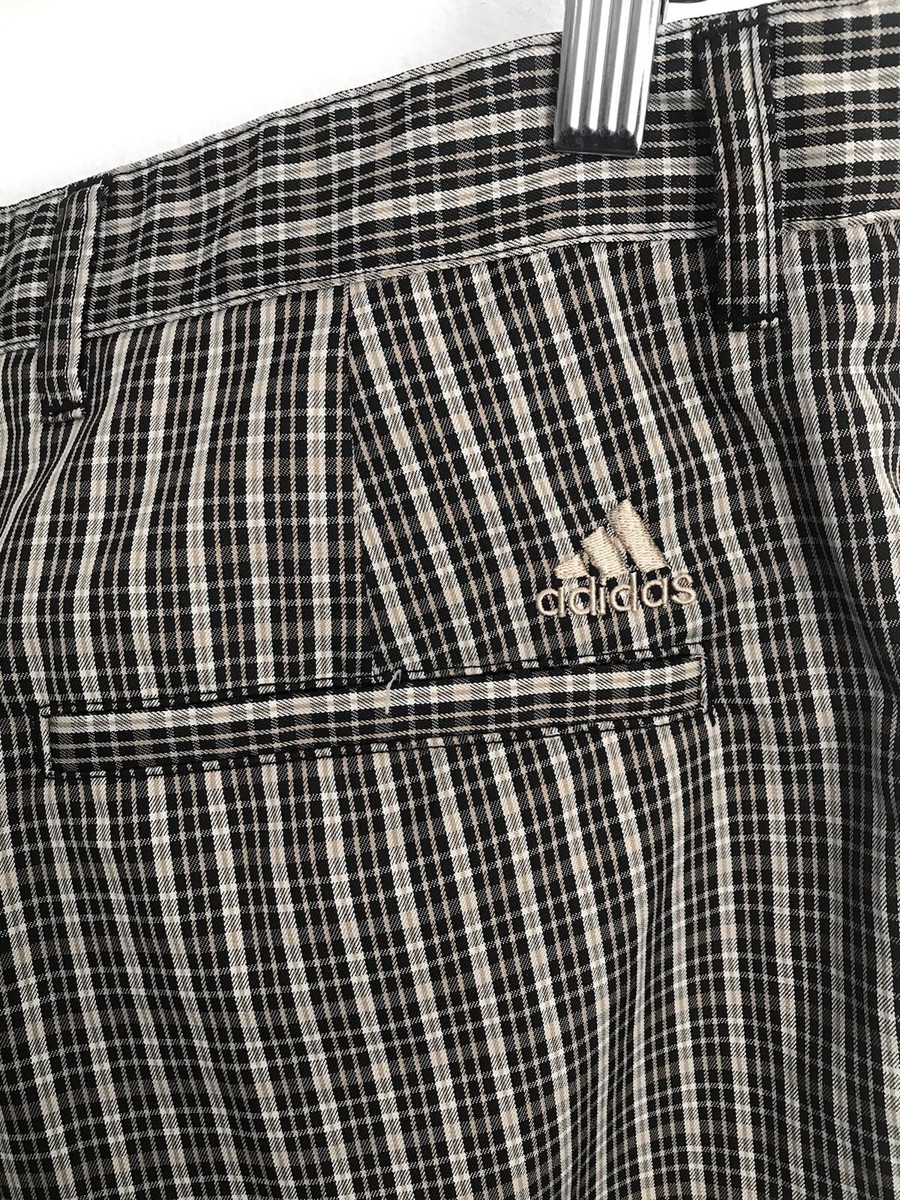 Adidas Mens Golf Shorts Sz 36 Stretch Black Plaid Casual Pockets Adidas Mens Golf Shorts Sz 36 Stretch Black Plaid Casual Pockets