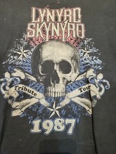 LYNYRD SKYNYRD 1987 Tribute Tour Sweet Home Alabama Skull Tshirt Large Spots