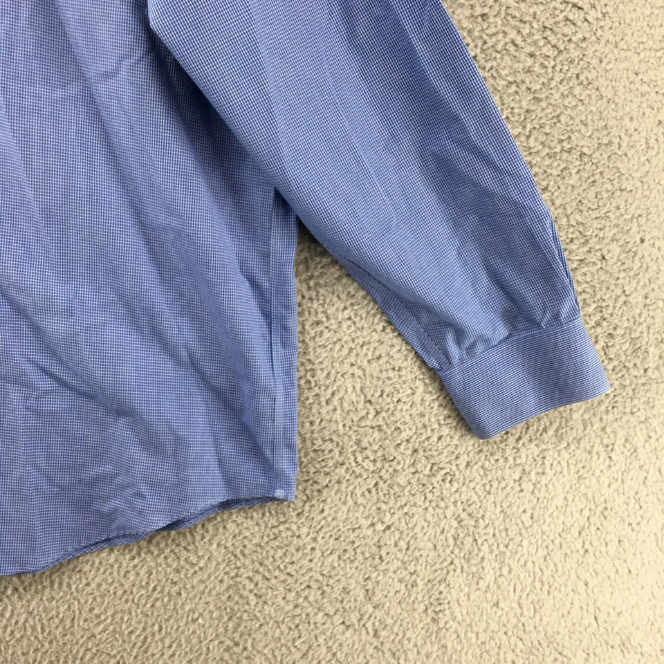 Talbots Long Sleeve Shirt Mens 17 Blue Wrinkle Resistant Button Up Long Sleeve - Image 3 of 4