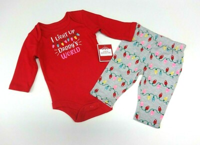 Baby Outfit  50 56 62 Weihnachten 2 teilig Langarmbody Hose Spruch Daddy Mädchen