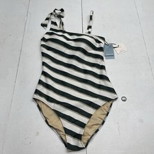 Marie Jo Sitges Malachite Green Gold Diagonal Strip One Piece Swimsuit Women XS