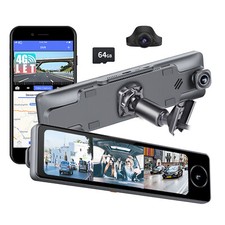 Cámara de tablero con espejo retrovisor de 3 canales con soporte 4g Android remoto Live-View ADAS