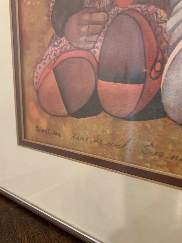 Три обезьяны «Не видеть зла, говорить, слышать» подписанный Ли Коллинз искусства детской печати - Изображение 3 из 4