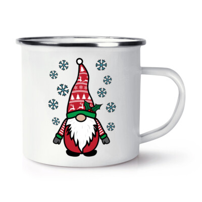 Gonk Wichtel rot festlich Santa Weihnachten Emaille Tasse Becher Vater Geschenk lustig