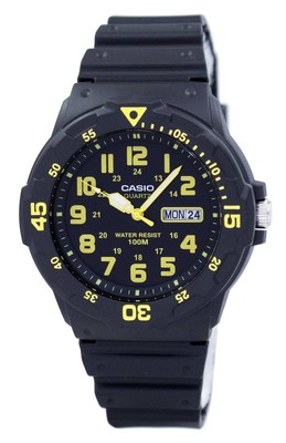 Casio Quartz Dual Time Analog Black Dial Day/Date MRW-200H-9BVDF 100M Mens Watch