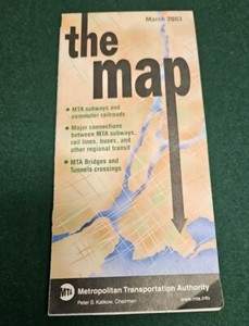 New York Subway Map March 2003 - No North Side Manhattan Bridge Service VG