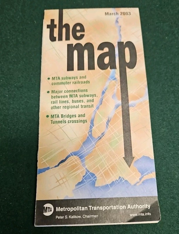 New York Subway Map March 2003 - No North Side Manhattan Bridge Service VG
