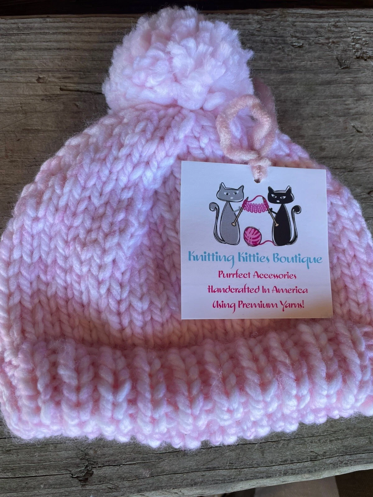 Hand Knitted Infant Pom Pom Winter Hat