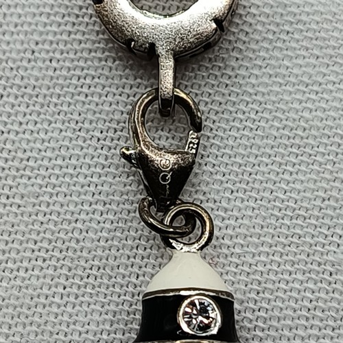 QG Charm Sterling Silver 925 LIGHTHOUSE DANGLE CHARM Black White Enamel - Picture 3 of 14