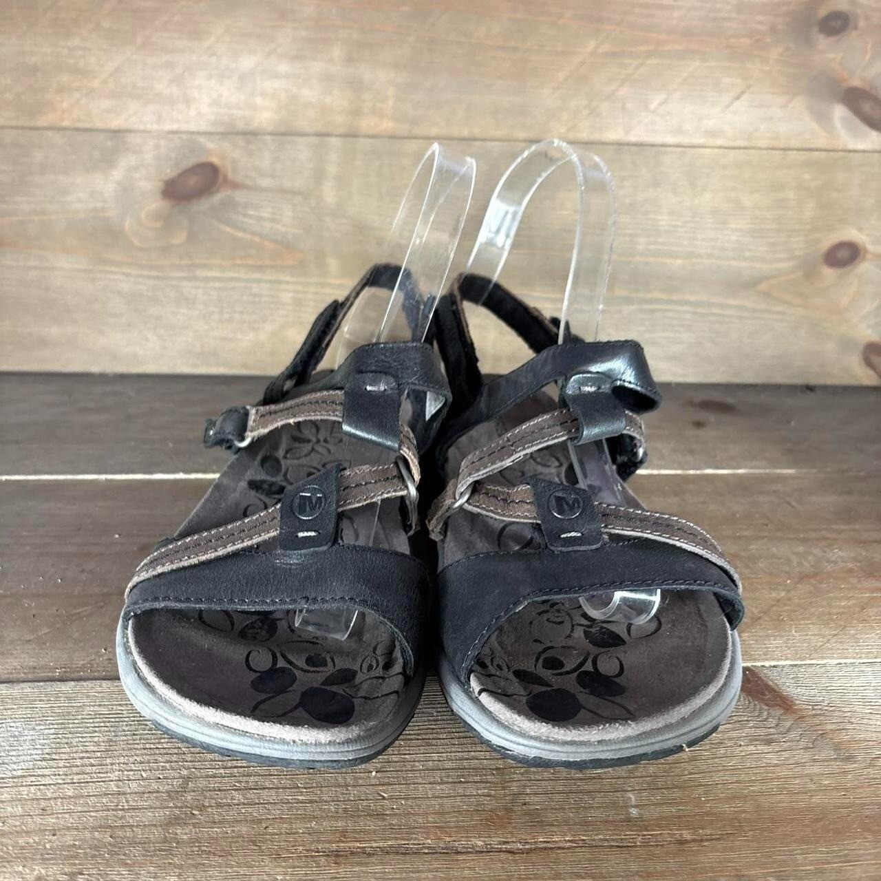 merrell bracken donna taglia 8 scarpe sandali comodi slingback in pelle nera