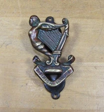 Irish Harp Nude Old Bronze Small Interior Door Knocker Architectural Hardware