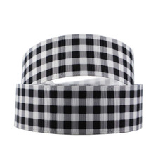 7/8" GrosGrain Ribbon Black White Buffalo Plaid Lumberjack Woodland DIY Hair Bow