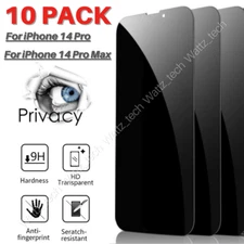 Lot of 10 Anti-Spy Privacy Tempered Glass For iPhone 14 Pro Max Screen Protector