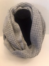 Conjunto ~ Celeste Gris Lana Cachemira 17” X 60” Infinity Bufanda y Sombrero Cesta Tejido