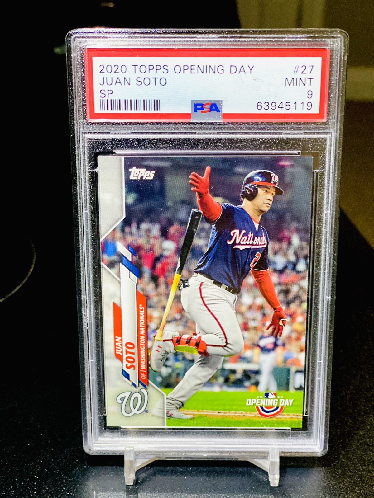 2020 Topps Opening Day Juan Soto Epic Bat Drop SP Variation #27 PSA 9 POP 8!