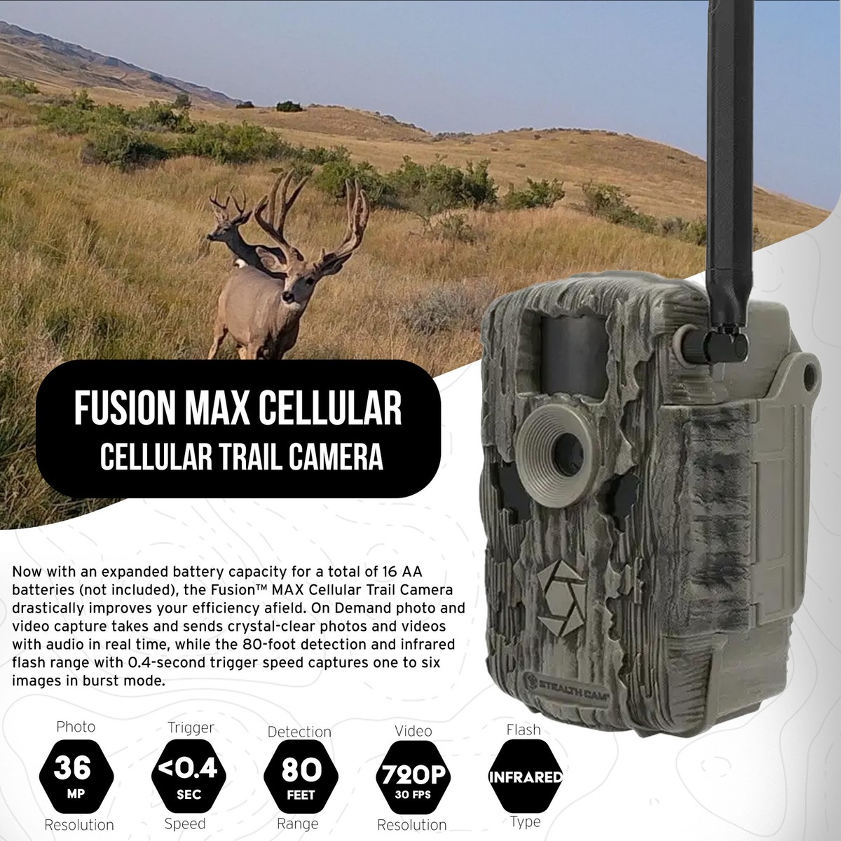 Stealth Cam 36MP Fusion Max Cellular Trail Camera with SD Card Viewer Bundle
