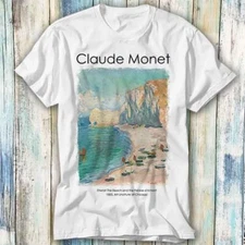 Claude Monet Etretat The Beach and the Falaise d'Amont T Shirt Meme Top Tee 1362