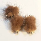 Vintage Gold Tone And Mink Fur Poodle Dog Brown Pin Brooch Costume Jewelry