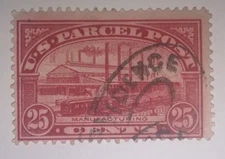 Travelstamps: 1912-13 US Stamp Scott# Q9 Manufacturing ,used, ng, 25 cents