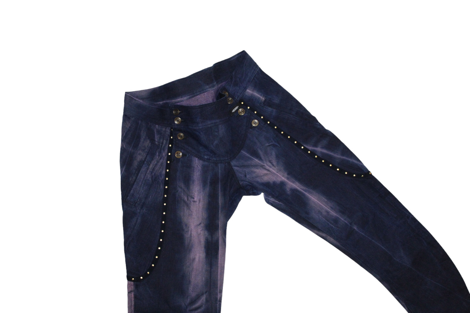 CRAZY RUNWAY! Rebekka Ruetz Studded Tie-dye Stretch Denim 3D Arc Skinny Pants image 9