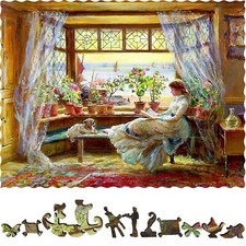 Wooden Puzzle for Adults by FoxSmartBox - 275 Pieces - Reading by the Window