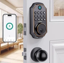 Smart Fingerprint Door Lock ＆ 2 Door Knobs Keypad door Lock ＆ Handle APP Control