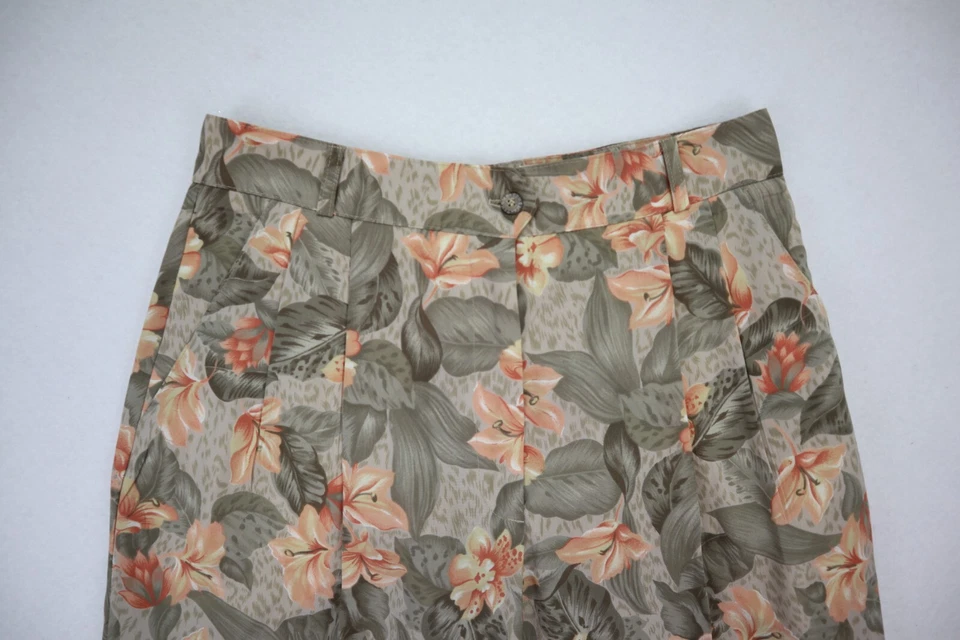Pantalones cortos para mujer Tehama Nancy Haley vintage talla 12 estampado floral plisado tiro alto Foto 2 de 4