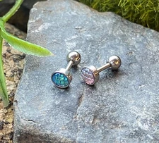 1pc Iridescent Fish Scale 316L Surgical Steel 16g Tragus Stud Ear Cartilage Ring