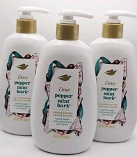 Lot Of 3 Dove Holiday Treats PEPPERMINT BARK Hand Wash Soap Limited Edition 12oz