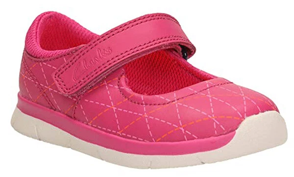 Scarpe Clarks Ath Megan rosa da ragazza in pelle per la prima volta UK 4 1 2 F