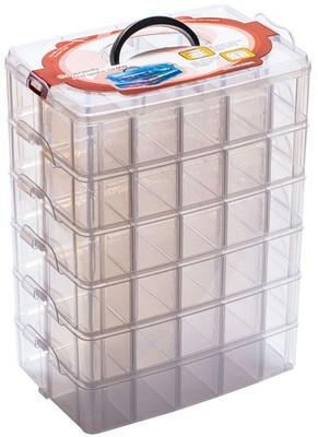 6 Layers Stackable Storage Container Clear 60 Adjustable Compartments,with Sm...