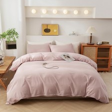 Duvet Cover Queen Size - 100 Washed Cotton Durable Soft Comfy Duvet Cover Se...