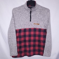Simply Southern Fleece Pullover Womens Large Grey Red Plaid Buffalo Check