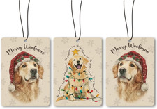 Christmas Dog Tree Light Car Air Freshener Hanging 3 Pack, Cute Golden Retriever
