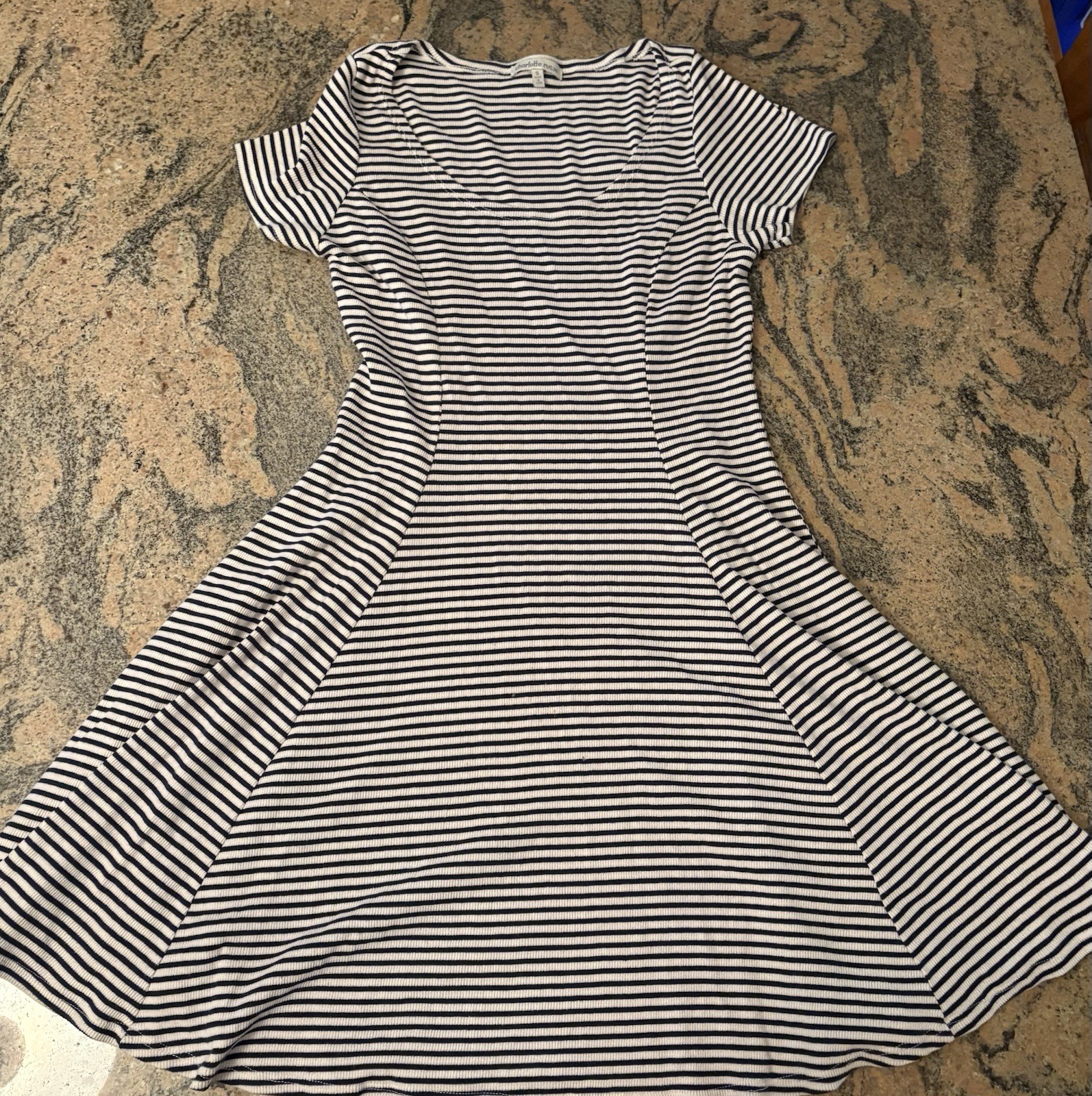 Charlotte Russe Black And White Stripes Dress, Size Small