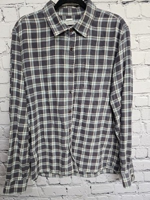 Outerknown Flannel Shirt Mens L Gray Plaid Outdoor Cotton Minimalist Gorpcore 